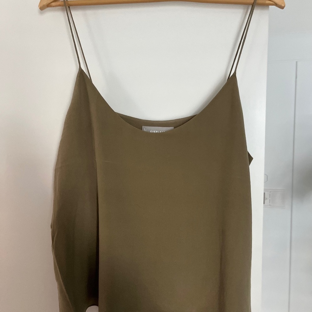 Everlane Silk Cami, Green, Size 14